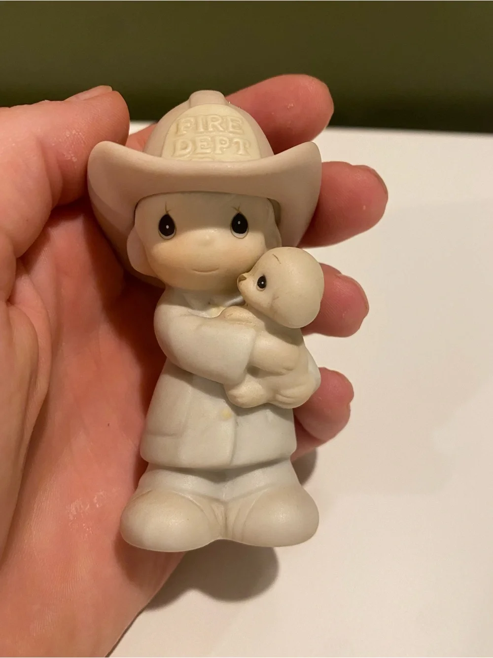 Precious Moments Cream and White Fire Dept Figurine